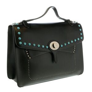 Tosca Blu Black Small Western Inspired Beaded  Flap Top Handle Bag